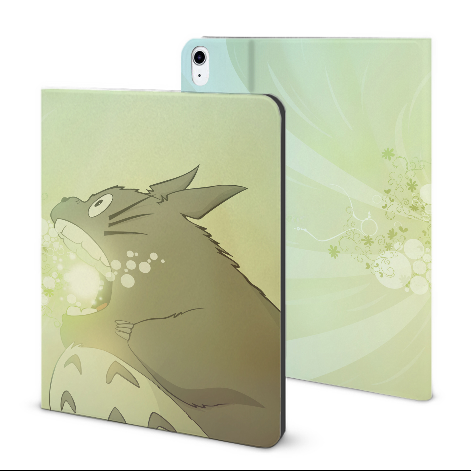 （画像用） となりのトトロ 草壁メイ 草壁サツキ My Neighbor Totoro Satsuki Kusakabe Mei Kusakabe IPad ケース ブック型 PUレザー TPU 耐衝撃 軽量 薄型 ペン収納なし 全面保護 IPad 各モデル対応